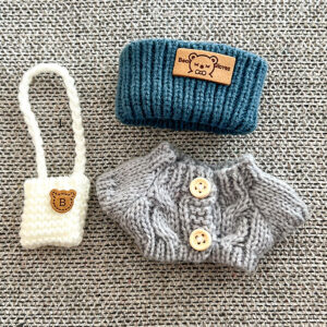 Cool Blue-Gray Knit Cute Outfit Set