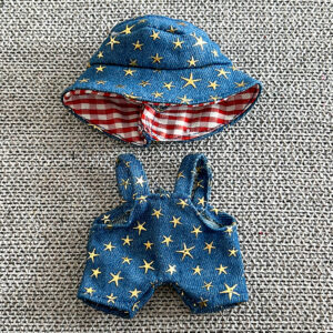 Star Shine Denim Overalls Set