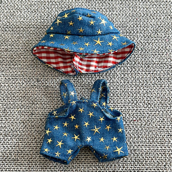 Star Shine Denim Overalls Set