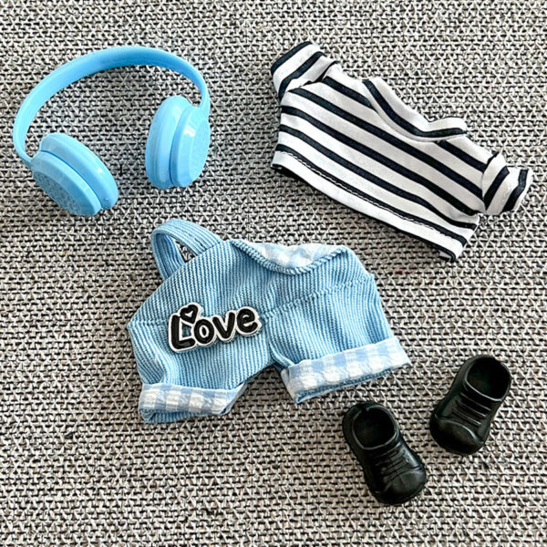 Blue Youth 4-Piece Set: Top + Pants + Shoes + Headphone Accessories