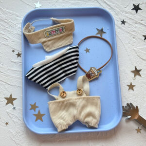 Striped Corduroy 3-Piece Set: Shirt + Pants + Hat Accessory