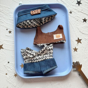 Alphabet 3-Piece Set: Brown Lining + Pants + Hat Accessory