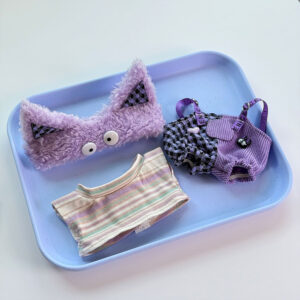 Lavender Cute Cat Striped Outfit