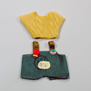 Honey Candy Set: Knit Top + Striped Overalls