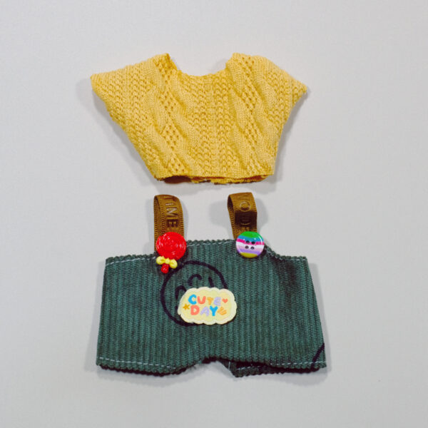 Honey Candy Set: Knit Top + Striped Overalls