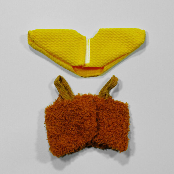 Yellow-Brown Furry Bear Set: Shirt + Pants + Bow Head Accessory - Image 4