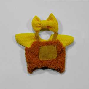 Yellow-Brown Furry Bear Set: Shirt + Pants + Bow Head Accessory