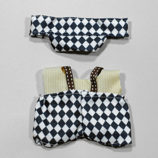 Black Plaid 4-Piece Set: Shirt + Pants + Hat + Hamburger Accessory - Image 2