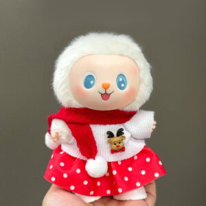 Christmas 3-Piece Set for 5-8" (13-20cm) Dolls Neck Warmer + Top + Skirt Set