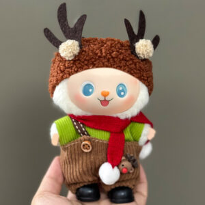 Corduroy Reindeer Overalls for 5-8" (13-20cm) Pointy-Ear Dolls - Xmas Set