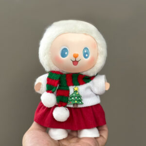 Christmas 3-Piece Set for 5-8" (13-20cm) Dolls - christmas tree print sweater + Pants + Neck Warmer